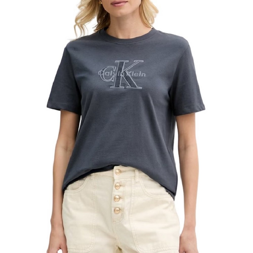 CALVIN KLEIN JEANS BABY TERRY HERO MONOLOGO T-SHIRT ΜΠΛΟΥΖΑ ΓΥΝΑΙΚΕΙΑ DARK GREY