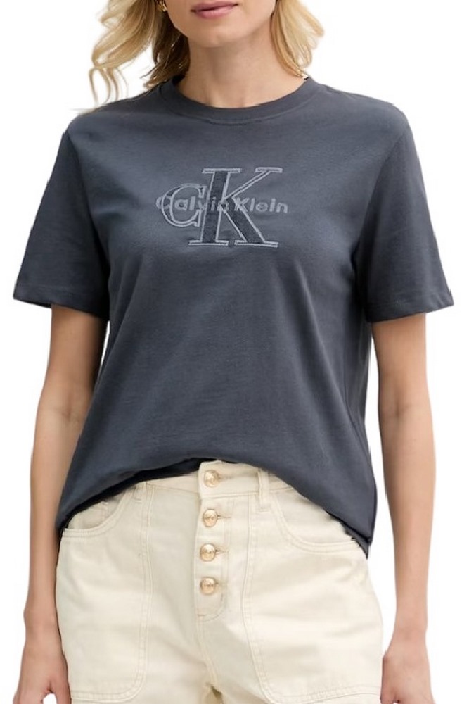 CALVIN KLEIN JEANS BABY TERRY HERO MONOLOGO T-SHIRT ΜΠΛΟΥΖΑ ΓΥΝΑΙΚΕΙΑ DARK GREY