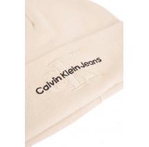 CALVIN KLEIN JEANS MONOLOGO EMBRO BEANIE ΣΚΟΥΦΟΣ ΓΥΝΑΙΚΕΙΟΣ IVORY