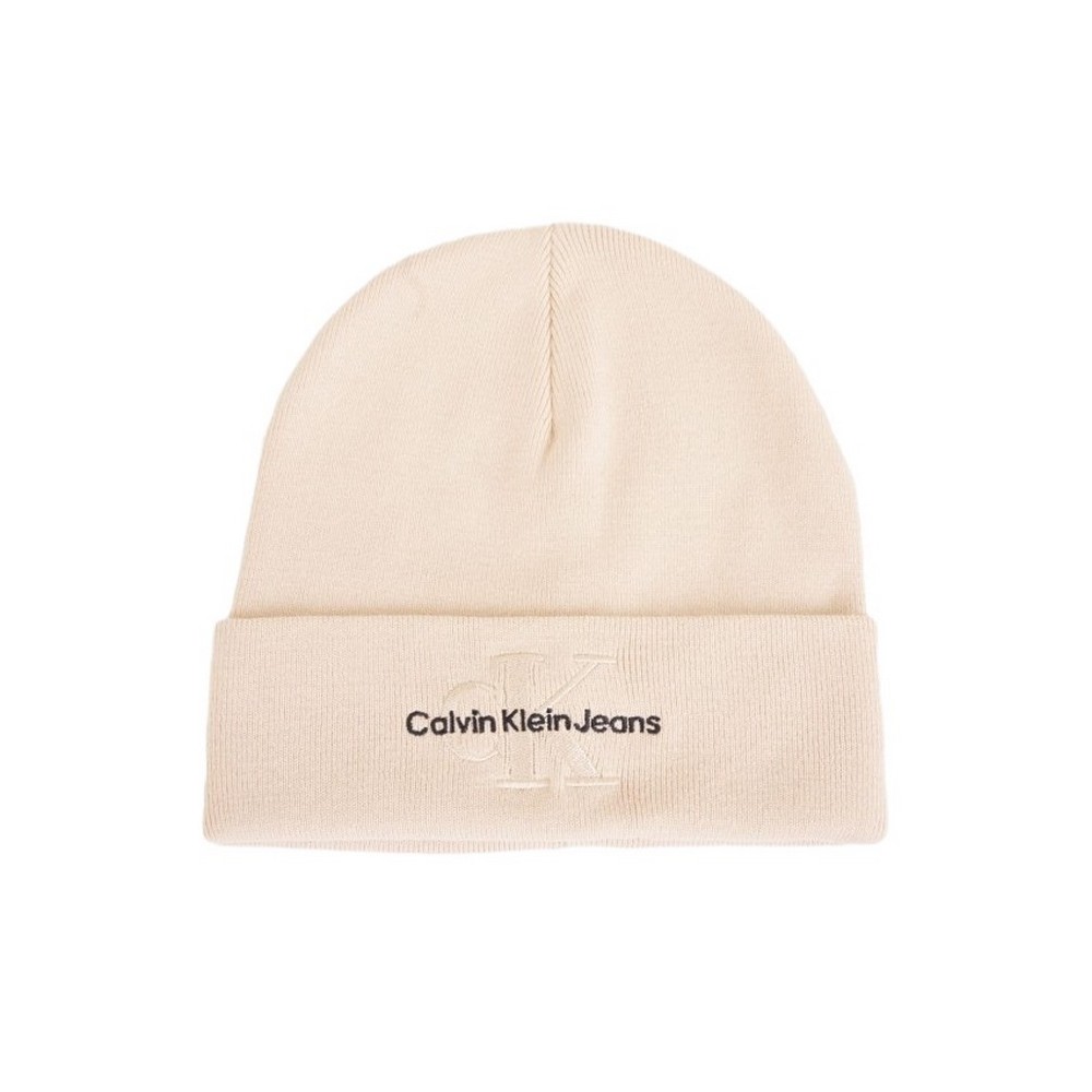 CALVIN KLEIN JEANS MONOLOGO EMBRO BEANIE ΣΚΟΥΦΟΣ ΓΥΝΑΙΚΕΙΟΣ IVORY
