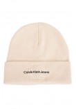 CALVIN KLEIN JEANS MONOLOGO EMBRO BEANIE ΣΚΟΥΦΟΣ ΓΥΝΑΙΚΕΙΟΣ IVORY