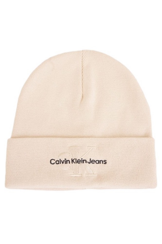 CALVIN KLEIN JEANS MONOLOGO EMBRO BEANIE ΣΚΟΥΦΟΣ ΓΥΝΑΙΚΕΙΟΣ IVORY