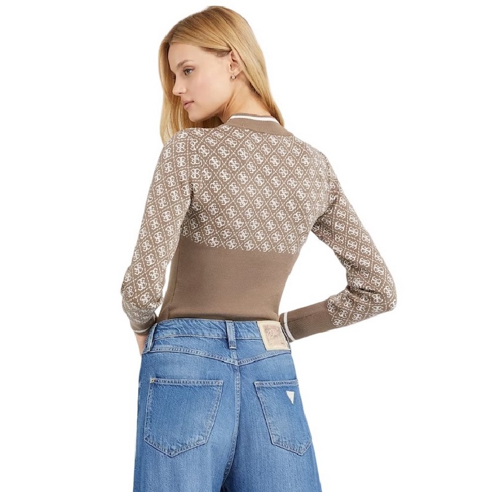 GUESS LISE 4G LS SWEATER ΜΠΛΟΥΖΑ ΓΥΝΑΙΚΕΙΑ BROWN