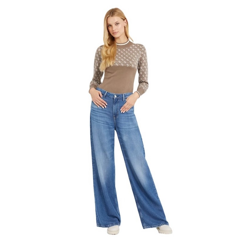 GUESS LISE 4G LS SWEATER ΜΠΛΟΥΖΑ ΓΥΝΑΙΚΕΙΑ BROWN