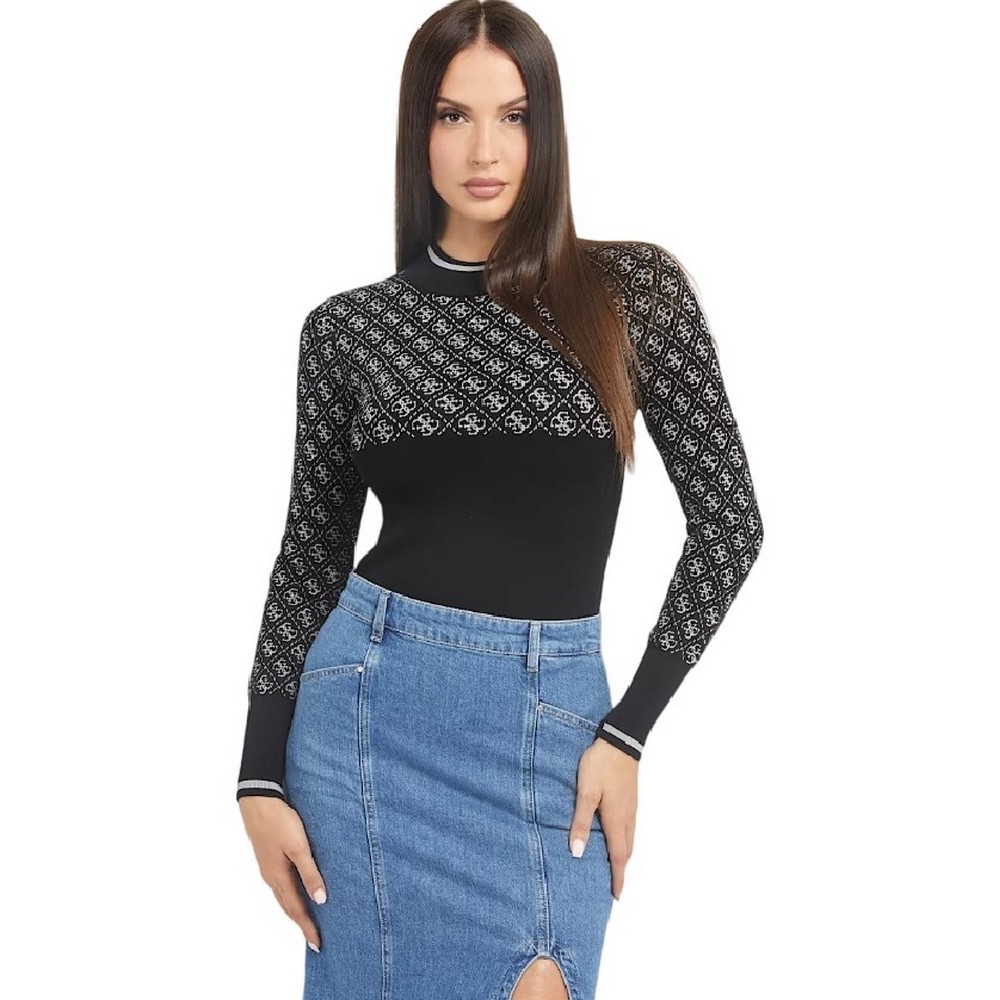 GUESS LISE 4G LS SWEATER ΜΠΛΟΥΖΑ ΓΥΝΑΙΚΕΙΑ BLACK