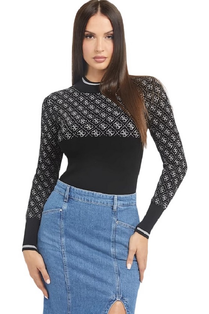 GUESS LISE 4G LS SWEATER ΜΠΛΟΥΖΑ ΓΥΝΑΙΚΕΙΑ BLACK