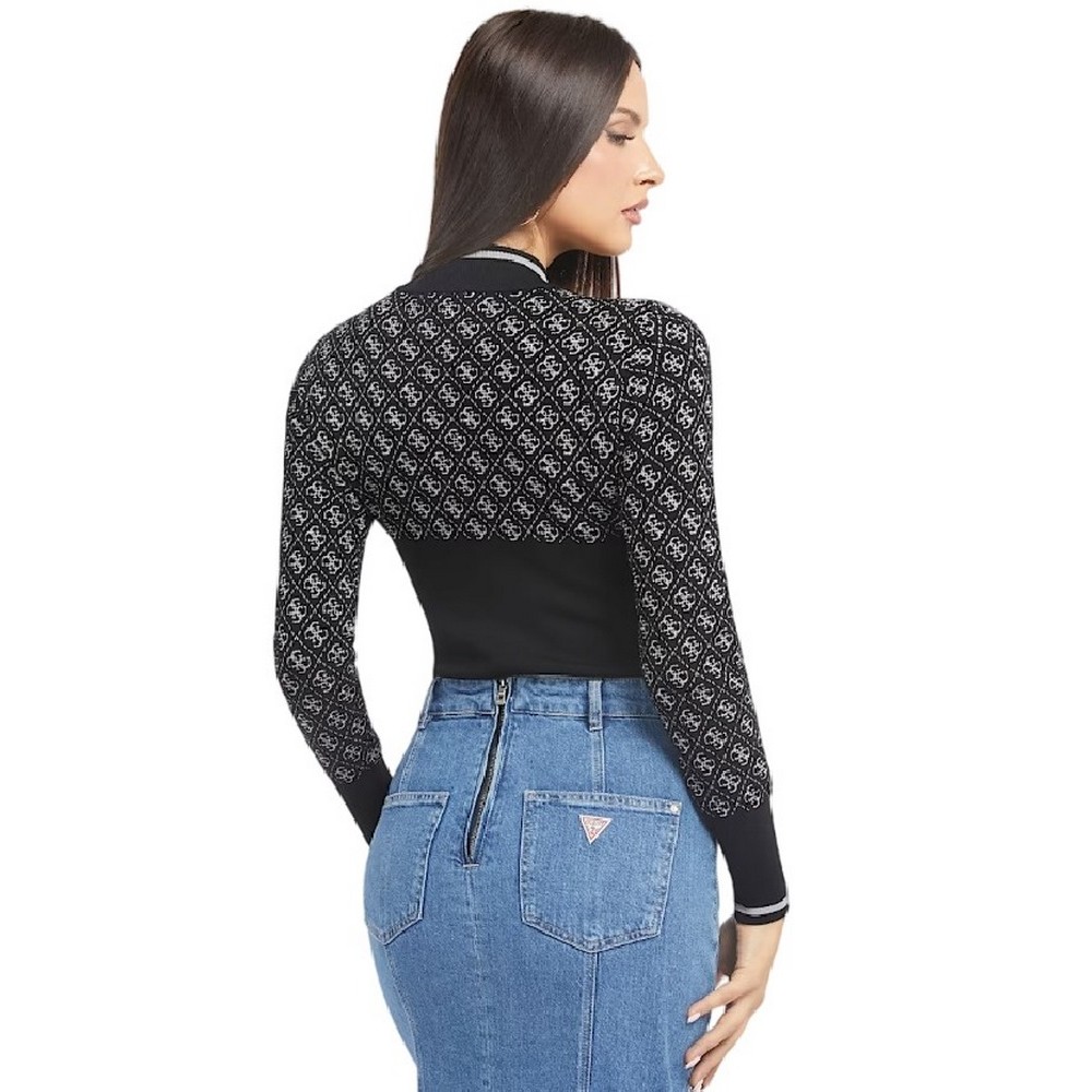 GUESS LISE 4G LS SWEATER ΜΠΛΟΥΖΑ ΓΥΝΑΙΚΕΙΑ BLACK