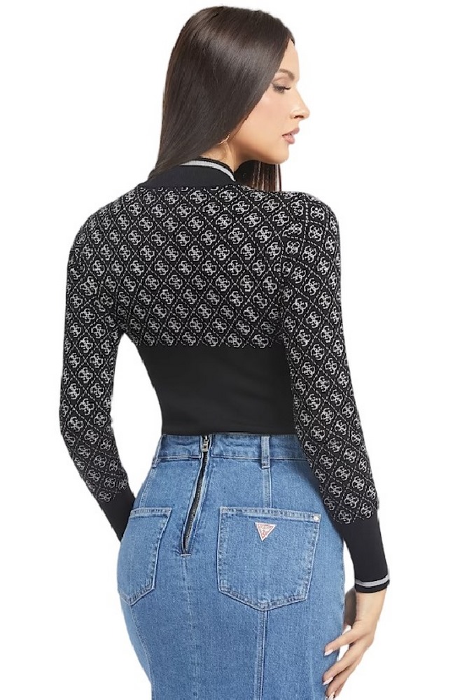 GUESS LISE 4G LS SWEATER ΜΠΛΟΥΖΑ ΓΥΝΑΙΚΕΙΑ BLACK