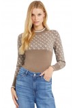 GUESS LISE 4G LS SWEATER ΜΠΛΟΥΖΑ ΓΥΝΑΙΚΕΙΑ BROWN