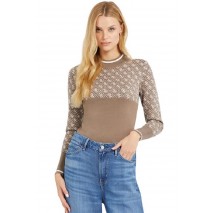 GUESS LISE 4G LS SWEATER ΜΠΛΟΥΖΑ ΓΥΝΑΙΚΕΙΑ BROWN