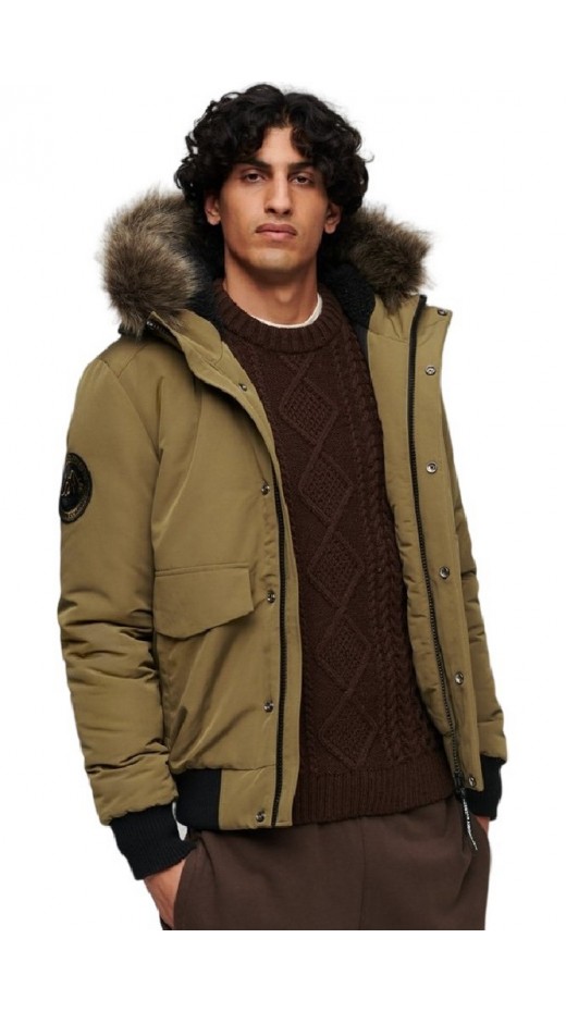 SUPERDRY D1 OVIN EVEREST HOODED PUFFER BOMBER ΜΠΟΥΦΑΝ ΑΝΔΡΙΚΟ OLIVE