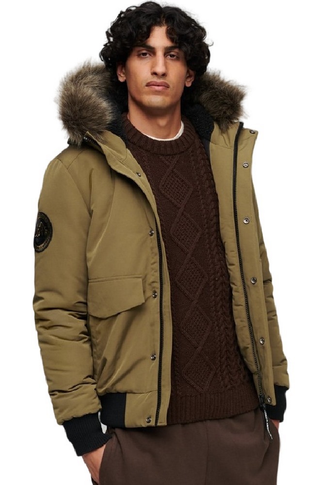 SUPERDRY D1 OVIN EVEREST HOODED PUFFER BOMBER ΜΠΟΥΦΑΝ ΑΝΔΡΙΚΟ OLIVE