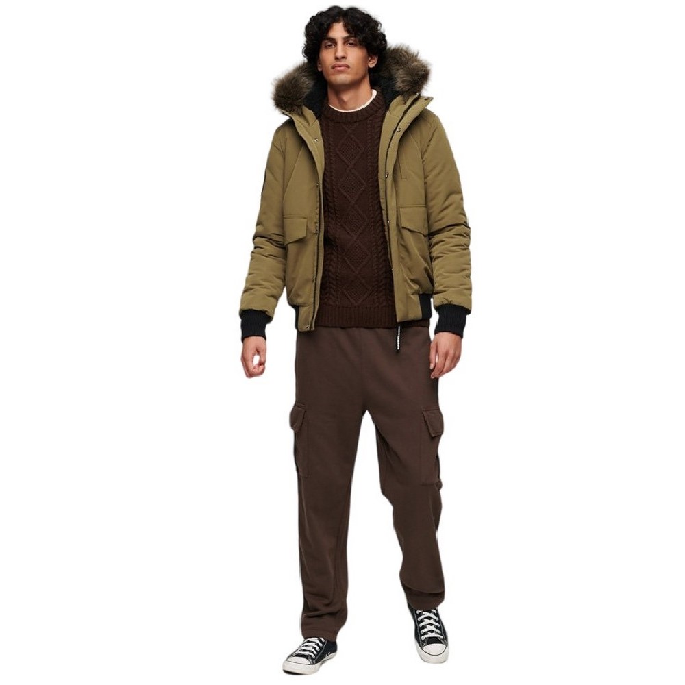 SUPERDRY D1 OVIN EVEREST HOODED PUFFER BOMBER ΜΠΟΥΦΑΝ ΑΝΔΡΙΚΟ OLIVE