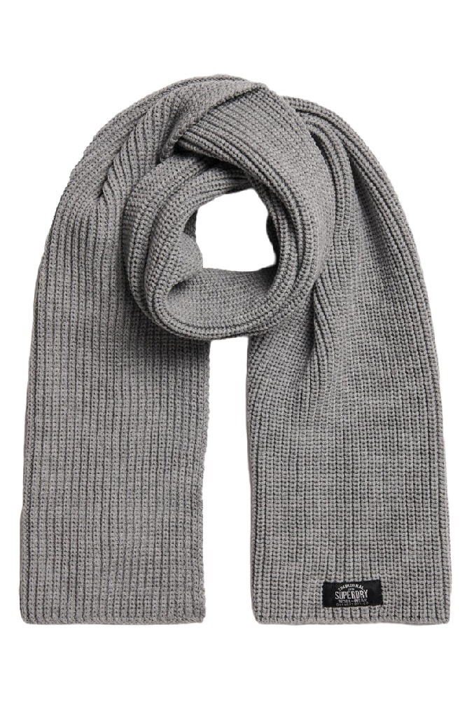 SUPERDRY D3 SDRY CLASSIC KNITTED SCARF UNISEX ΚΑΣΚΟΛ ΓΥΝΑΙΚΕΙΟ GREY