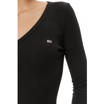 TOMMY JEANS SLIM ESSENTIAL RIB V LS ΜΠΛΟΥΖΑ ΓΥΝΑΙΚΕΙΑ BLACK