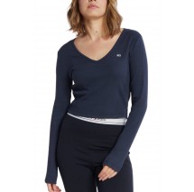 TOMMY JEANS SLIM ESSENTIAL RIB V LS ΜΠΛΟΥΖΑ ΓΥΝΑΙΚΕΙΑ NAVY