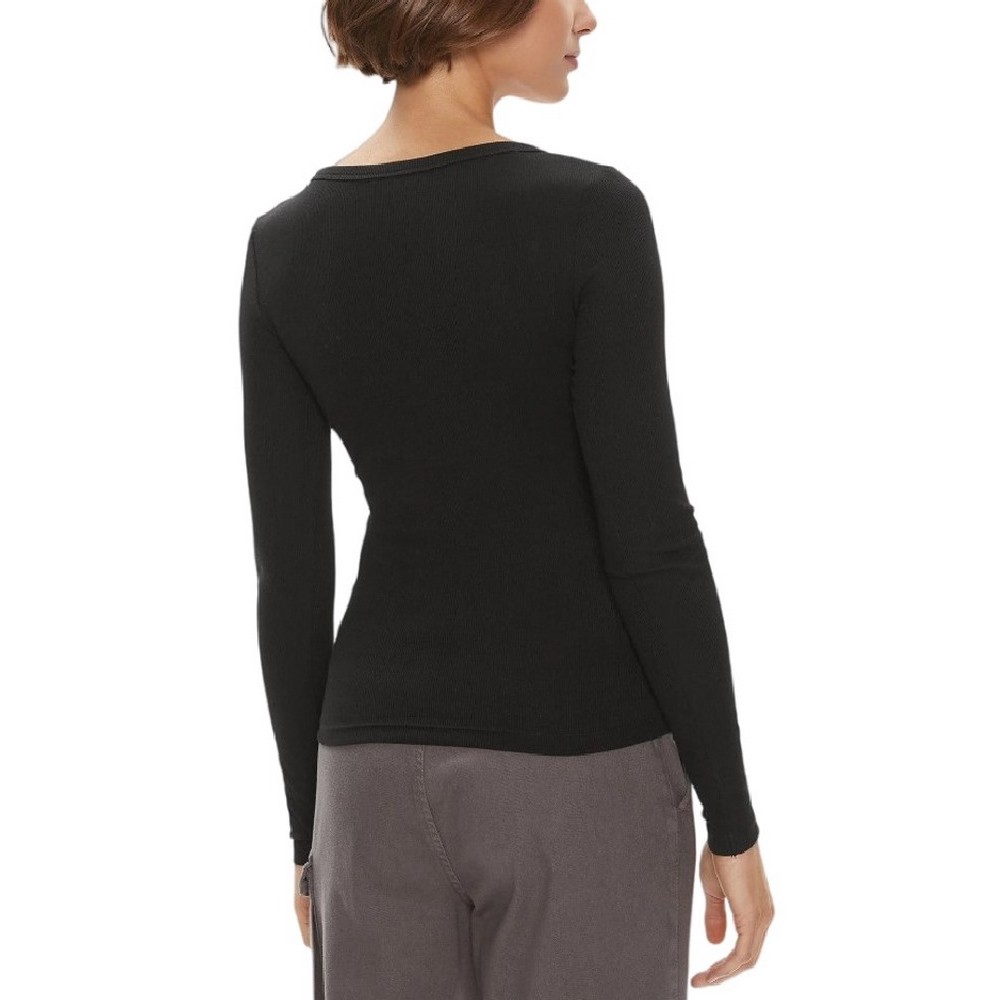 TOMMY JEANS SLIM ESSENTIAL RIB V LS ΜΠΛΟΥΖΑ ΓΥΝΑΙΚΕΙΑ BLACK