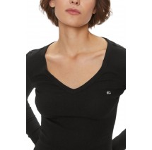 TOMMY JEANS SLIM ESSENTIAL RIB V LS ΜΠΛΟΥΖΑ ΓΥΝΑΙΚΕΙΑ BLACK