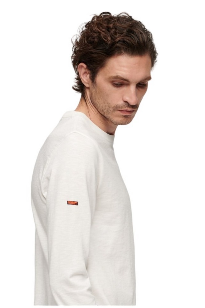 SUPERDRY D2 STUD LONG SLEEVE JERSEY CREW TOP ΜΠΛΟΥΖΑ ΑΝΔΡΙΚΗ WHITE