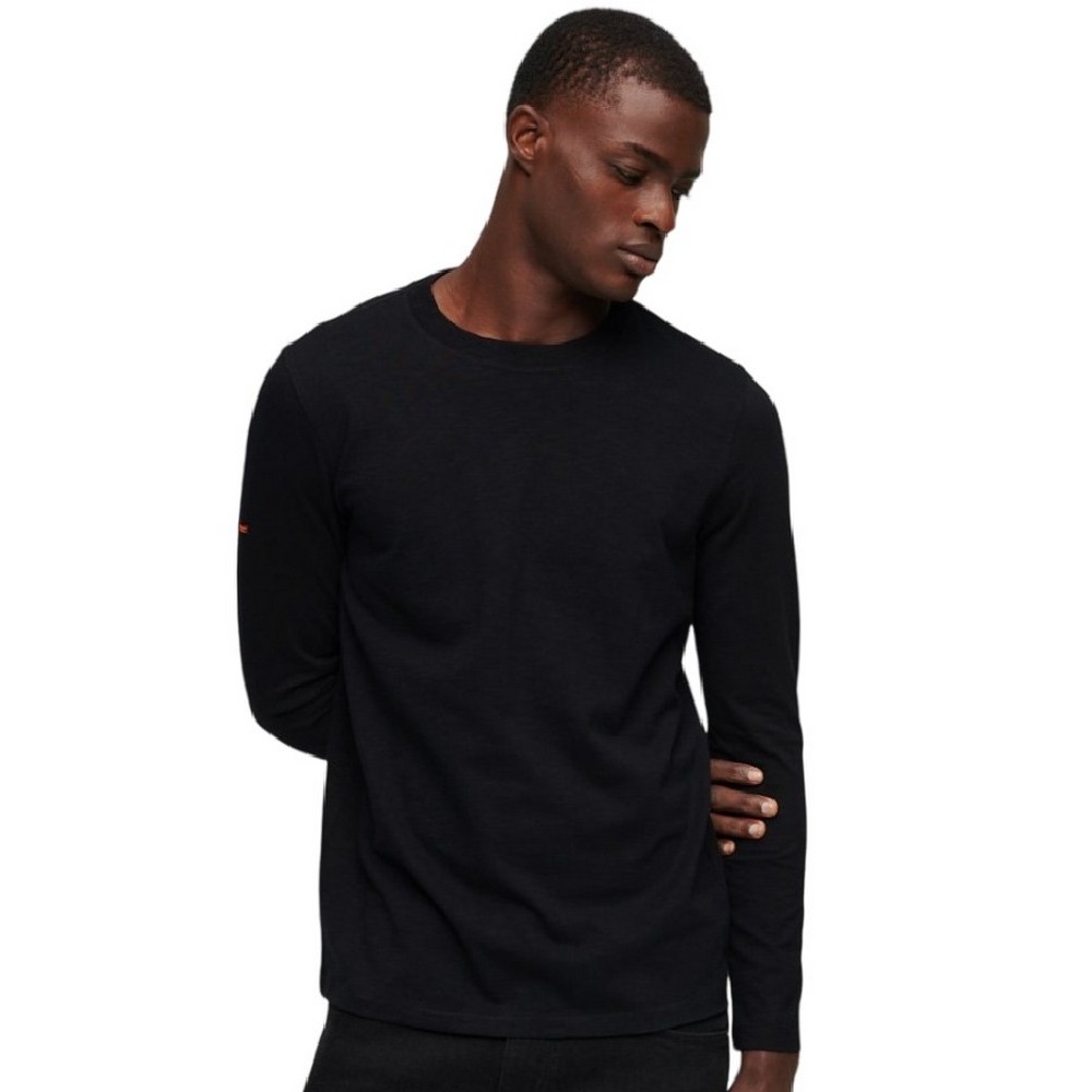 SUPERDRY D2 STUD LONG SLEEVE JERSEY CREW TOP ΜΠΛΟΥΖΑ ΑΝΔΡΙΚΗ BLACK