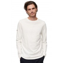 SUPERDRY D2 STUD LONG SLEEVE JERSEY CREW TOP ΜΠΛΟΥΖΑ ΑΝΔΡΙΚΗ WHITE