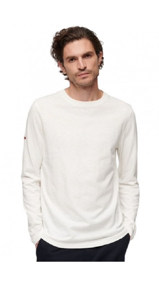 SUPERDRY D2 STUD LONG SLEEVE JERSEY CREW TOP ΜΠΛΟΥΖΑ ΑΝΔΡΙΚΗ WHITE