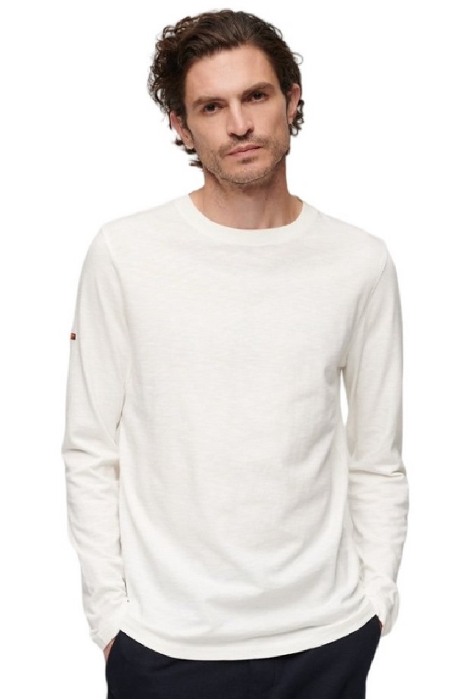 SUPERDRY D2 STUD LONG SLEEVE JERSEY CREW TOP ΜΠΛΟΥΖΑ ΑΝΔΡΙΚΗ WHITE