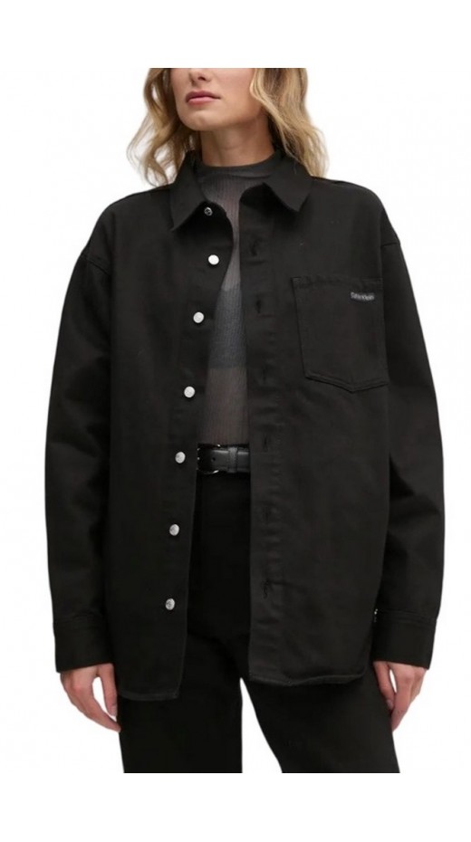 CALVIN KLEIN JEANS DAD DENIM OVERSHIRT ΠΟΥΚΑΜΙΣΟ ΓΥΝΑΙΚΕΙΟ DENIM BLACK