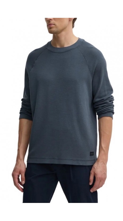 CALVIN KLEIN JEANS WASHED WOVEN LABEL WAFFLE RAGLAN ΜΠΛΟΥΖΑ ΑΝΔΡΙΚΗ DARK GREY