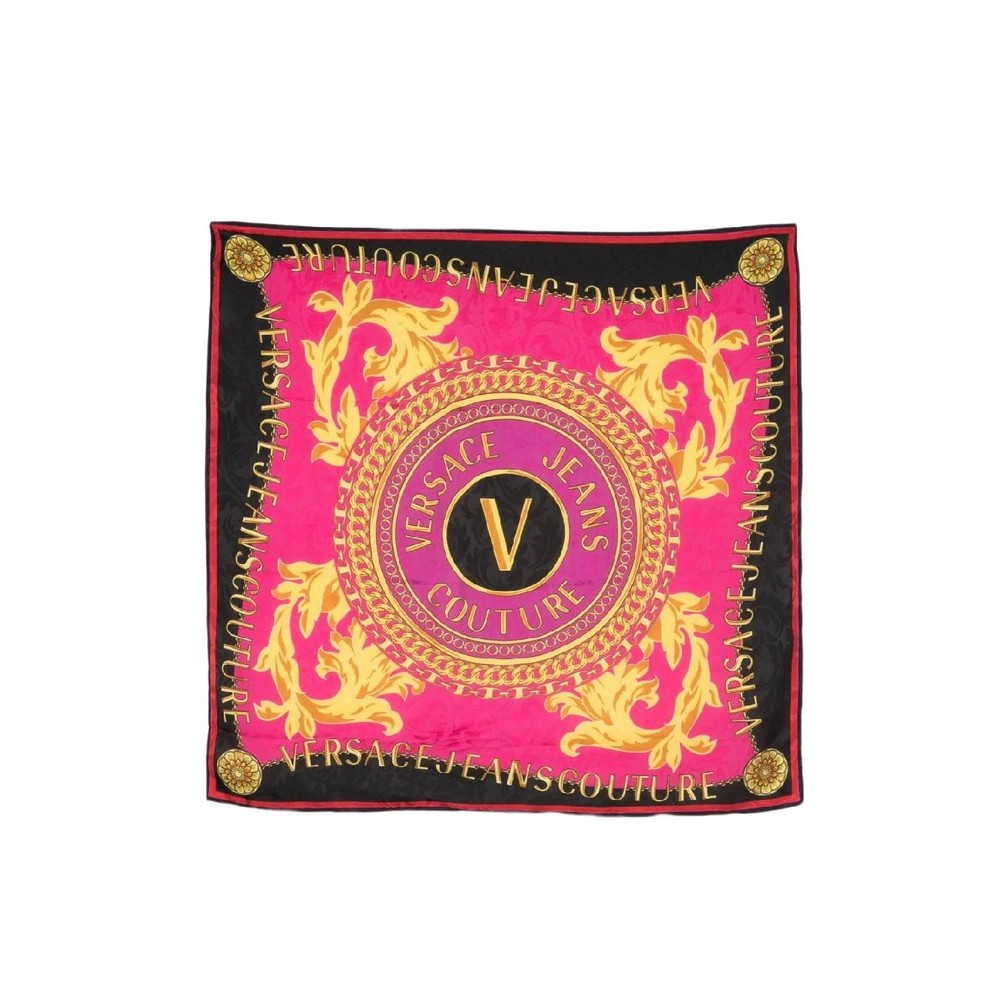VERSACE JEANS COUTURE FOULARD LEAVES JACQUARD PATTERN 90CM X 90CM ΦΟΥΛΑΡΙ ΓΥΝΑΙΚΕΙΟ MULTI