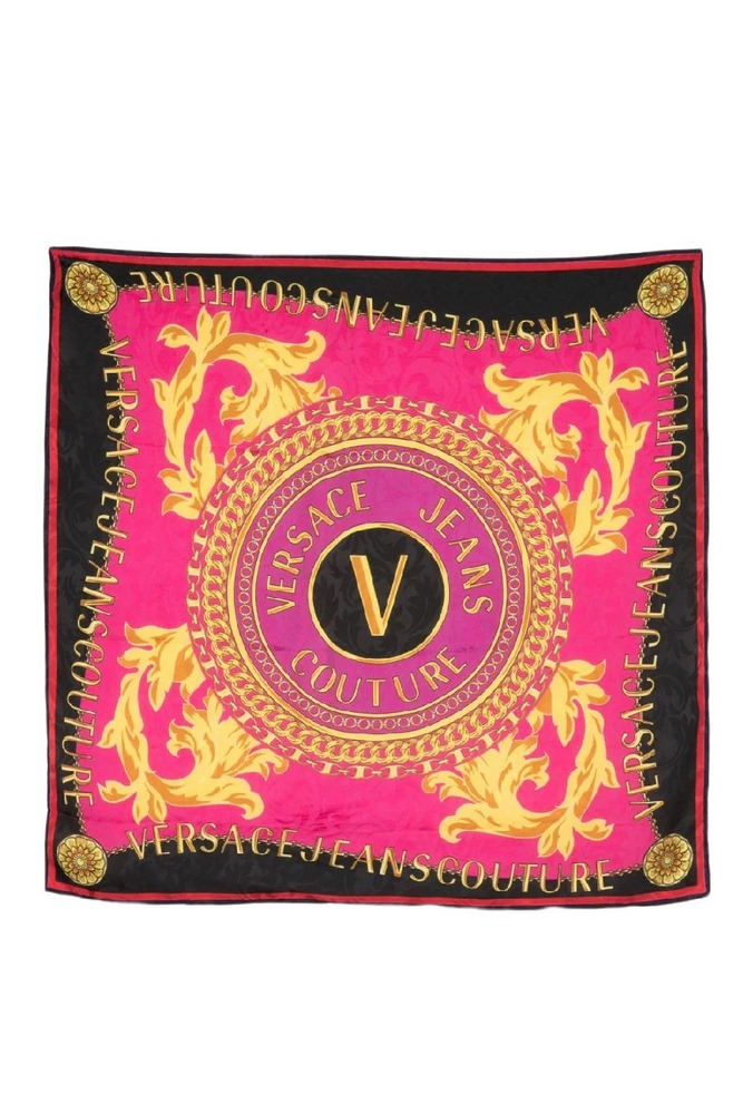 VERSACE JEANS COUTURE FOULARD LEAVES JACQUARD PATTERN 90CM X 90CM ΦΟΥΛΑΡΙ ΓΥΝΑΙΚΕΙΟ MULTI