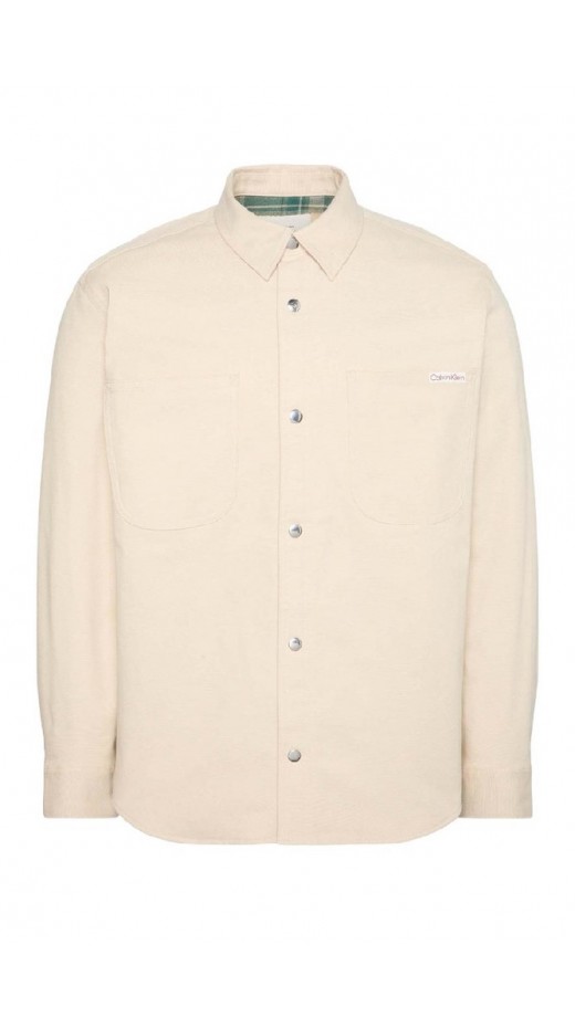 CALVIN KLEIN JEANS LS MATTY CANVAS RLXD FLANNEL LIN BEIGE