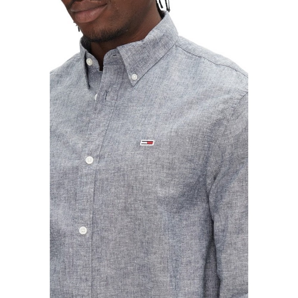 TOMMY JEANS REG LINEN BLEND LS SHIRT EXT ΠΟΥΚΑΜΙΣΟ ΑΝΔΡΙΚΟ DARK NAVY