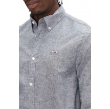 TOMMY JEANS REG LINEN BLEND LS SHIRT EXT ΠΟΥΚΑΜΙΣΟ ΑΝΔΡΙΚΟ DARK NAVY