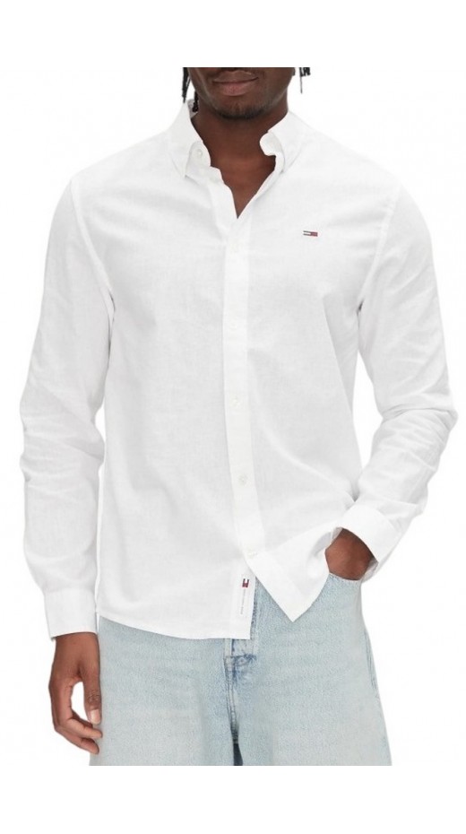 TOMMY JEANS REG LINEN BLEND LS SHIRT EXT ΠΟΥΚΑΜΙΣΟ ΑΝΔΡΙΚΟ ECRU