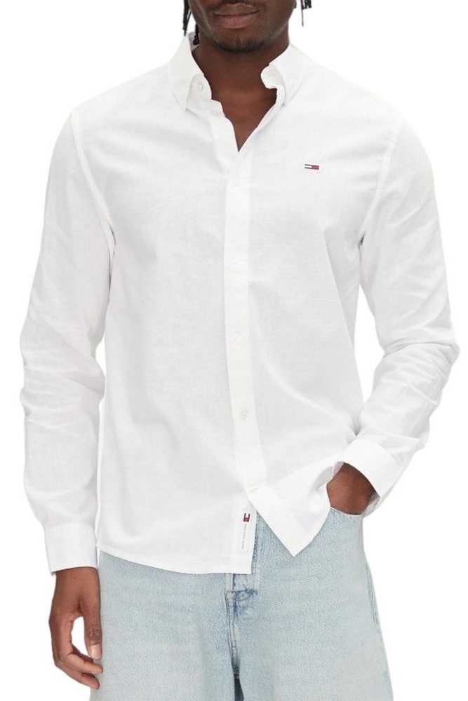 TOMMY JEANS REG LINEN BLEND LS SHIRT EXT ΠΟΥΚΑΜΙΣΟ ΑΝΔΡΙΚΟ ECRU