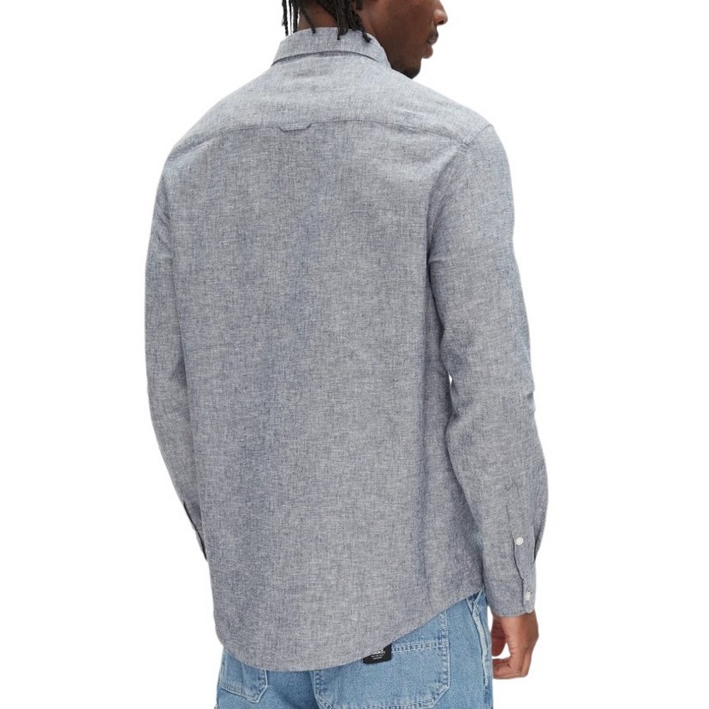 TOMMY JEANS REG LINEN BLEND LS SHIRT EXT ΠΟΥΚΑΜΙΣΟ ΑΝΔΡΙΚΟ DARK NAVY