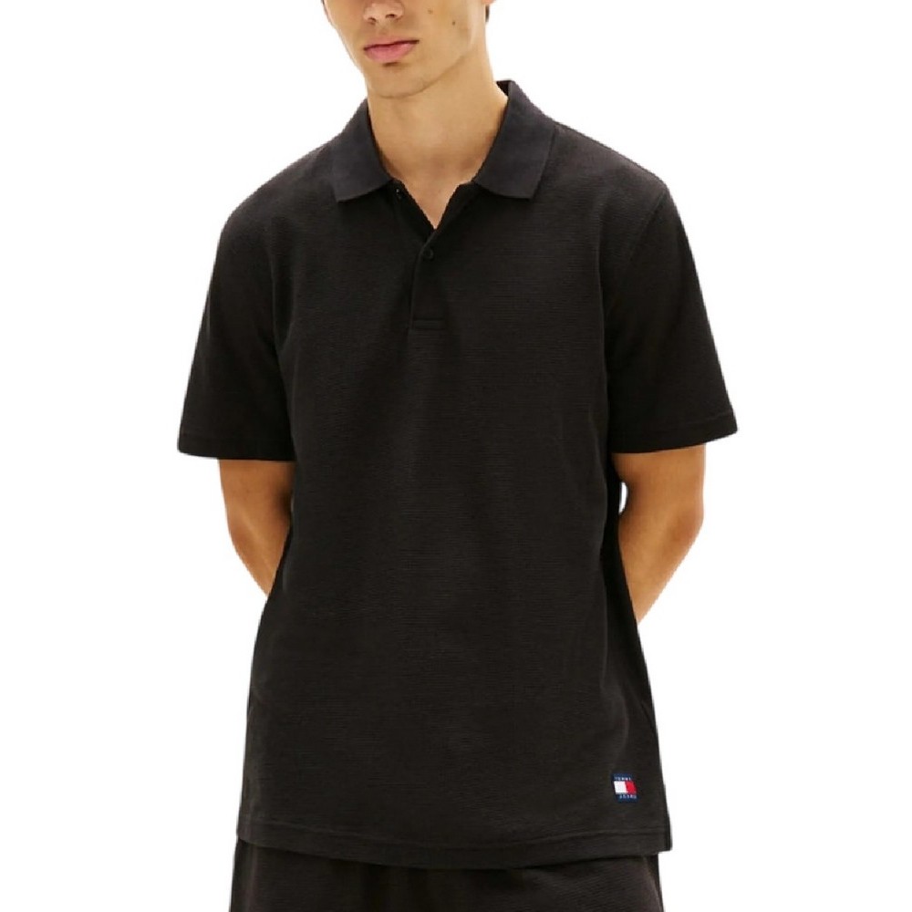 TOMMY JEANS REG WAFFLE POLO T-SHIRT ΜΠΛΟΥΖΑ ΑΝΔΡΙΚΗ BLACK