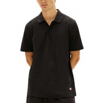 TOMMY JEANS REG WAFFLE POLO T-SHIRT ΜΠΛΟΥΖΑ ΑΝΔΡΙΚΗ BLACK