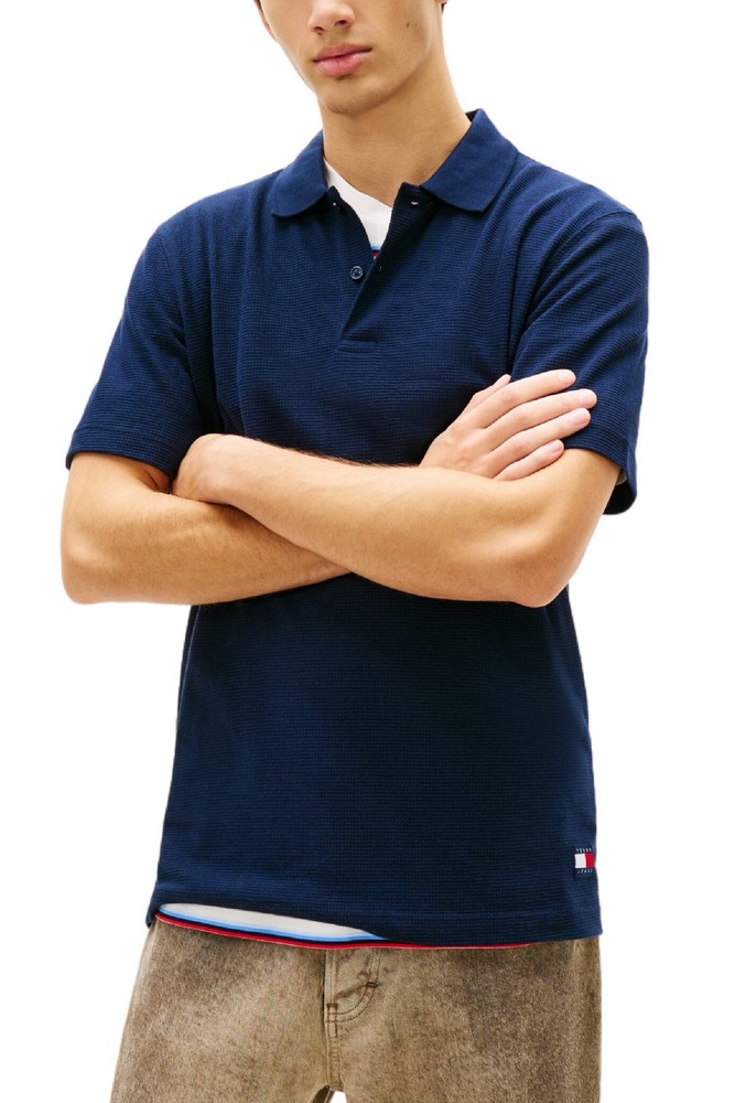 TOMMY JEANS REG WAFFLE POLO T-SHIRT ΜΠΛΟΥΖΑ ΑΝΔΡΙΚΗ NAVY
