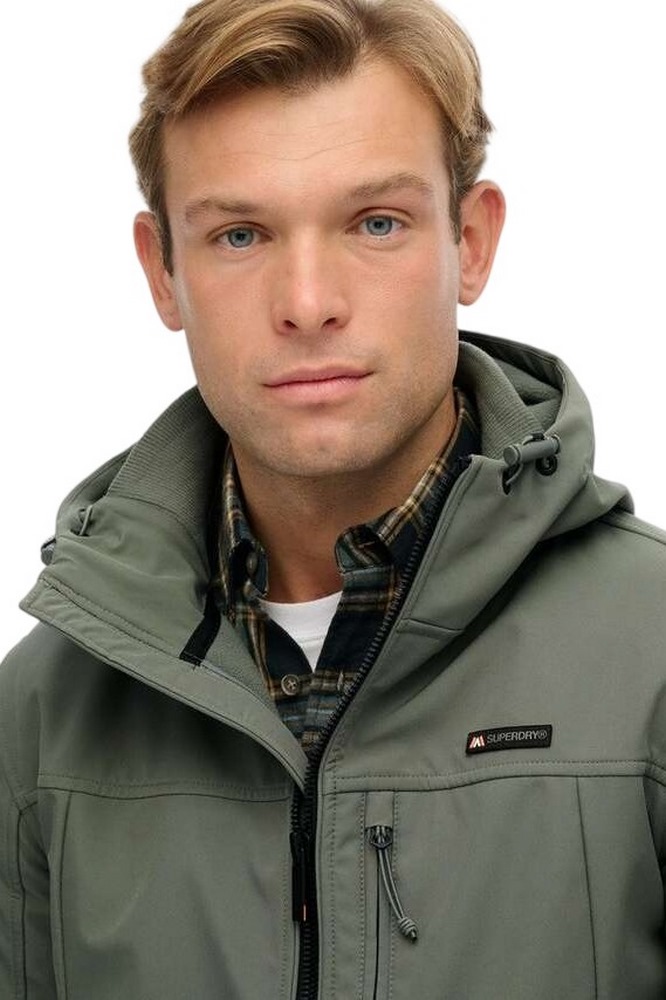 SUPERDRY D1 SDSW HOODED SOFT SHELL TREKKER JKT ΜΠΟΥΦΑΝ ΑΝΔΡΙΚΟ OLIVE