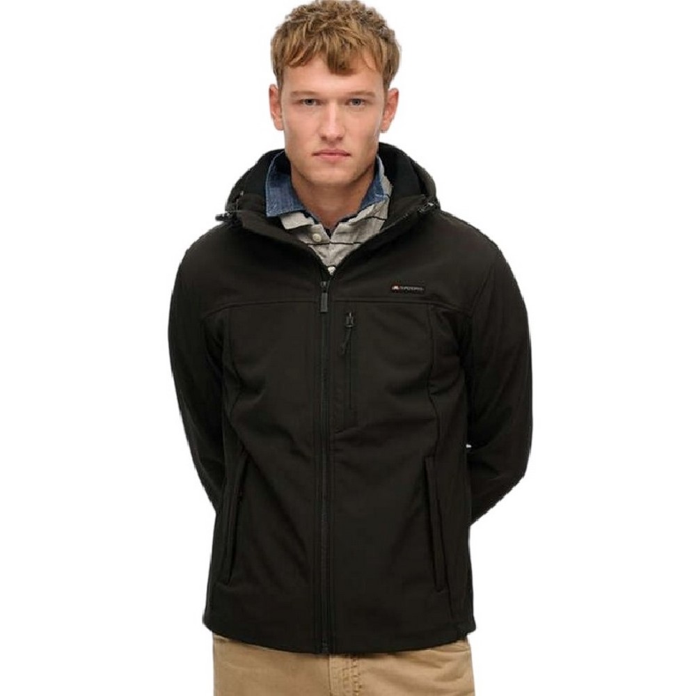 SUPERDRY D1 SDSW HOODED SOFT SHELL TREKKER JKT ΜΠΟΥΦΑΝ ΑΝΔΡΙΚΟ BLACK