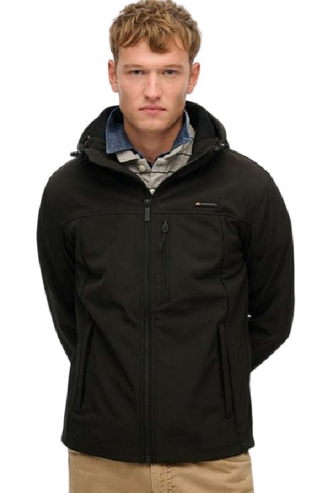 SUPERDRY D1 SDSW HOODED SOFT SHELL TREKKER JKT ΜΠΟΥΦΑΝ ΑΝΔΡΙΚΟ BLACK