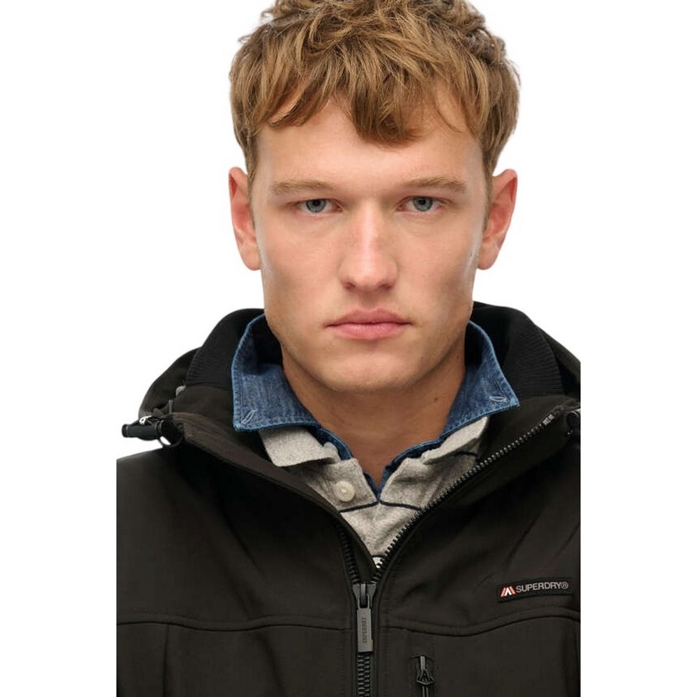 SUPERDRY D1 SDSW HOODED SOFT SHELL TREKKER JKT ΜΠΟΥΦΑΝ ΑΝΔΡΙΚΟ BLACK