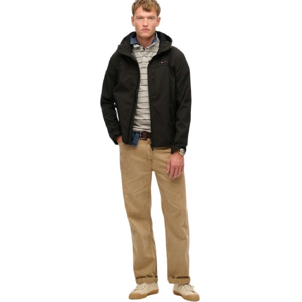 SUPERDRY D1 SDSW HOODED SOFT SHELL TREKKER JKT ΜΠΟΥΦΑΝ ΑΝΔΡΙΚΟ BLACK