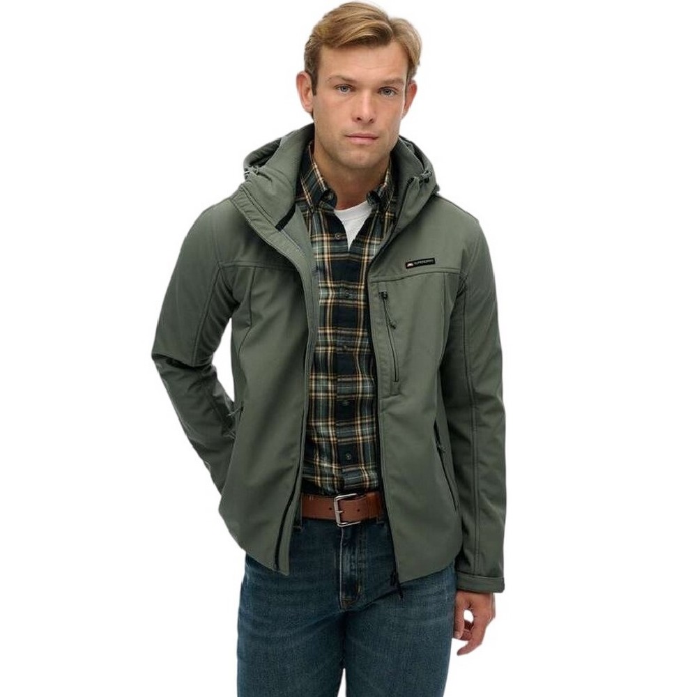 SUPERDRY D1 SDSW HOODED SOFT SHELL TREKKER JKT ΜΠΟΥΦΑΝ ΑΝΔΡΙΚΟ OLIVE