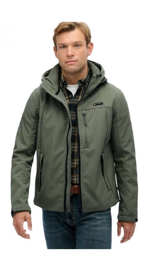 SUPERDRY D1 SDSW HOODED SOFT SHELL TREKKER JKT ΜΠΟΥΦΑΝ ΑΝΔΡΙΚΟ OLIVE