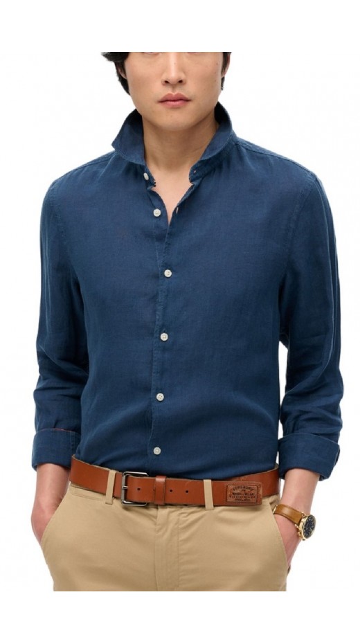 SUPERDRY D2 STUD VACATION LINEN SHIRT ΠΟΥΚΑΜΙΣΟ ΑΝΔΡΙΚΟ NAVY