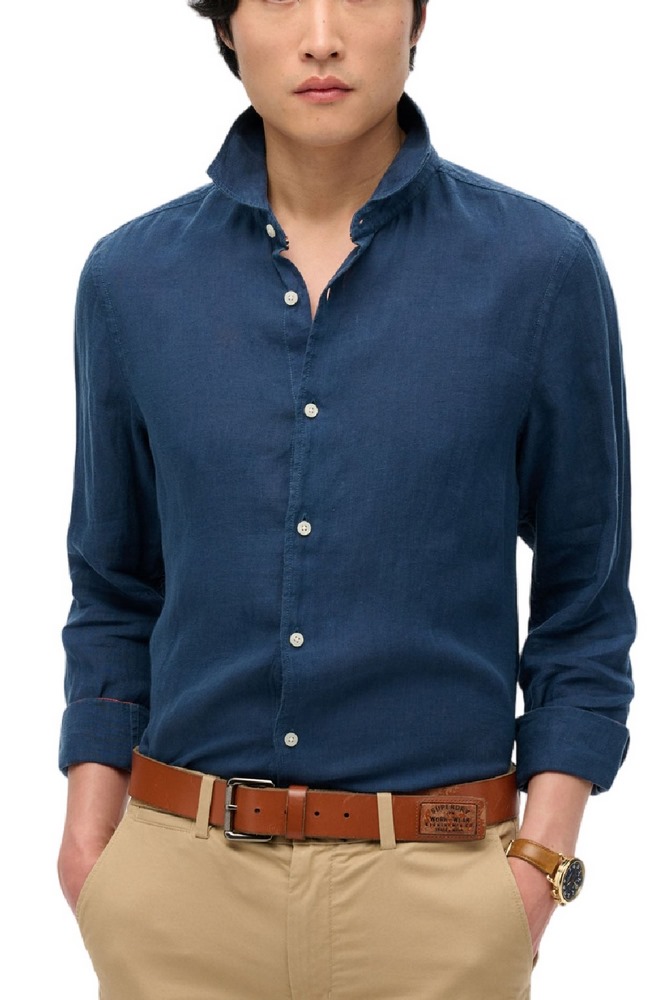 SUPERDRY D2 STUD VACATION LINEN SHIRT ΠΟΥΚΑΜΙΣΟ ΑΝΔΡΙΚΟ NAVY