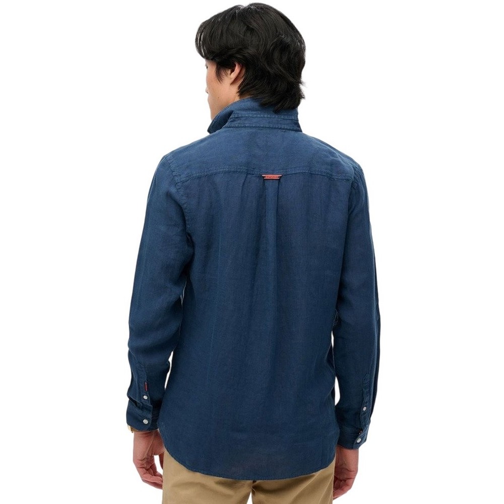 SUPERDRY D2 STUD VACATION LINEN SHIRT ΠΟΥΚΑΜΙΣΟ ΑΝΔΡΙΚΟ NAVY